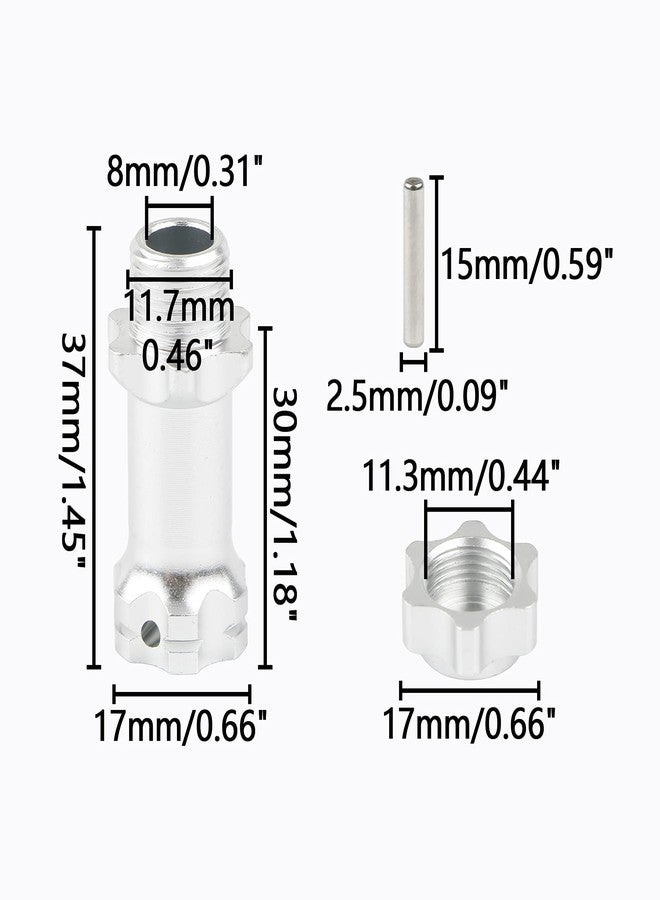 Rchobbytop 4pcs Aluminum 17mm Hex Adapter 30mm Extension Wheel Hub Drive Offset Width Extender with Anti-dust Cap Nuts for 1/8 RC On Road Car Off Road Truggy Truck Buggy Crawler, Silver - Image 3